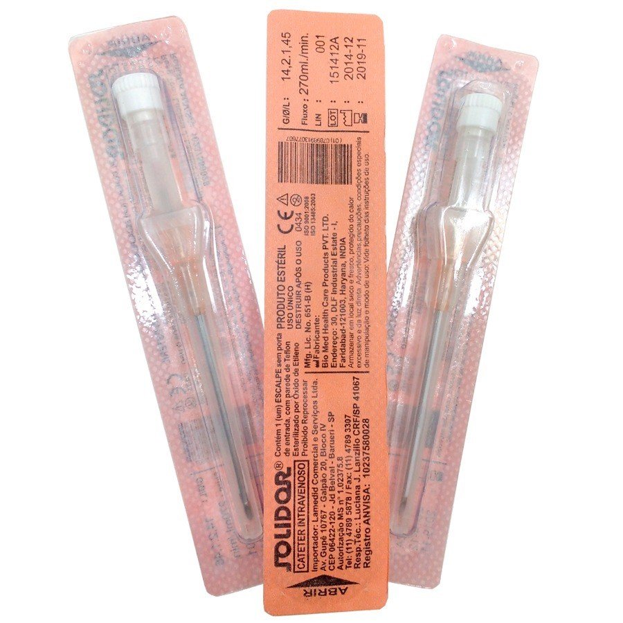 おれんじ Cateter Intravenoso Caixa Com 50 - Solidor - 14G Laranja