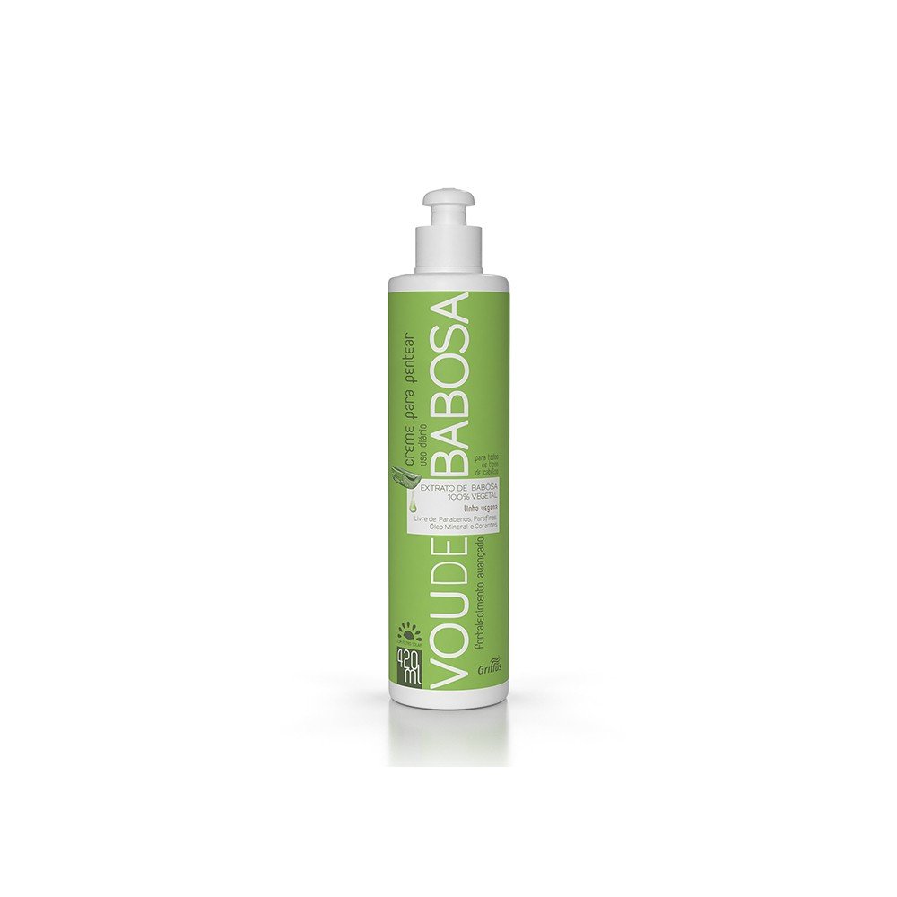 14859 creme para pentear vegano com filtro solar 420 ml griffus vou de babosa