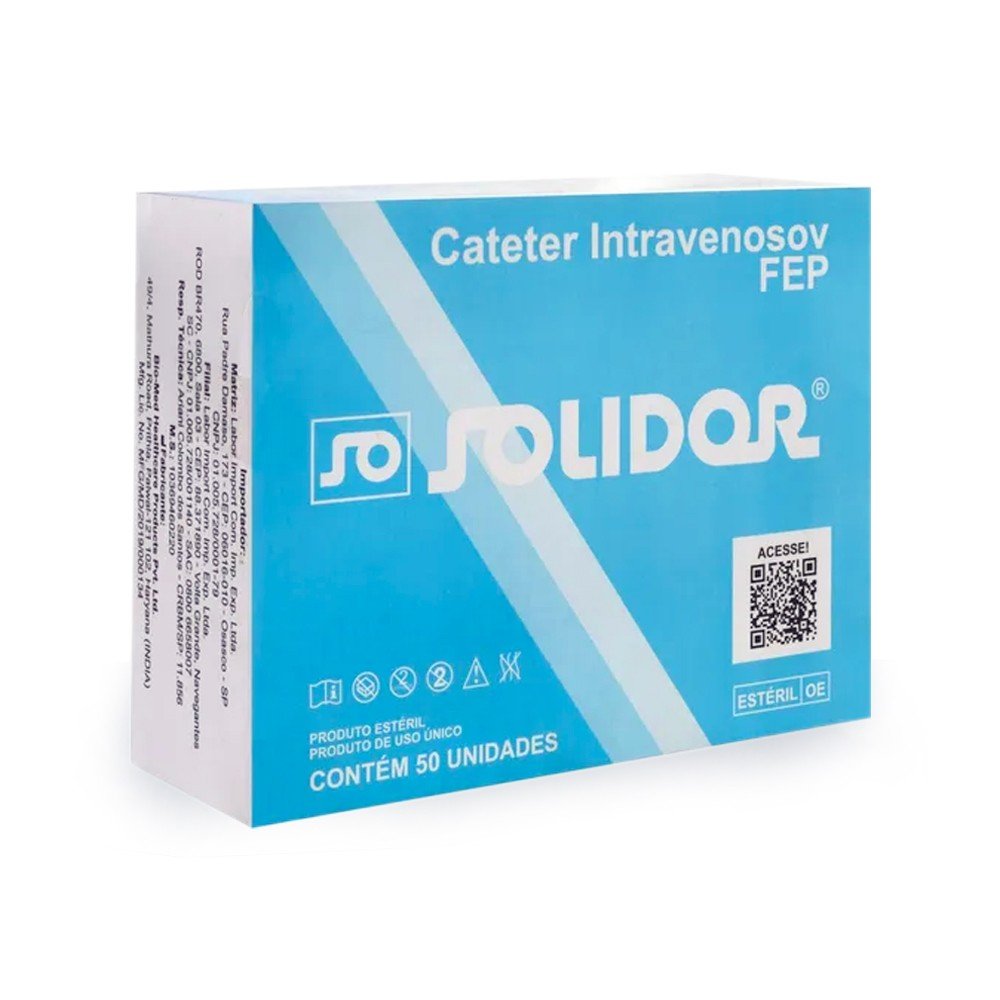 Cateter Intravenoso Caixa Com 50 - Solidor - 14G Laranja